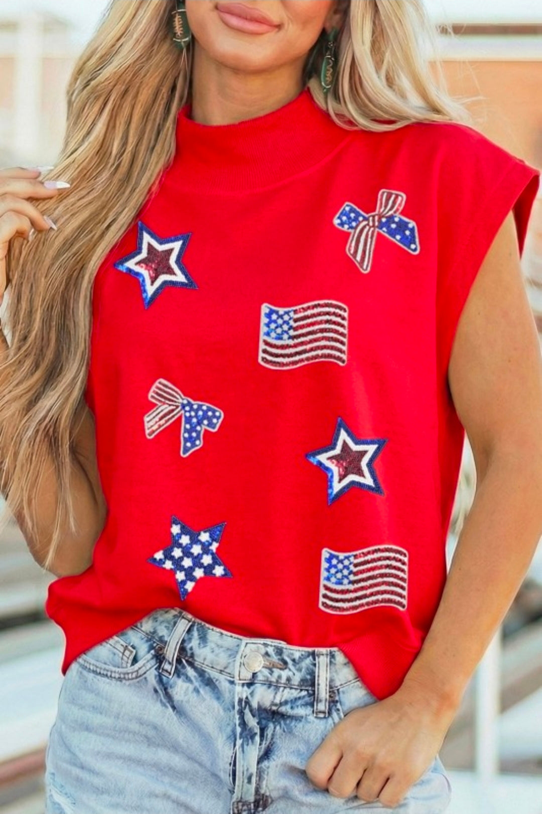 Patriotic high neck top