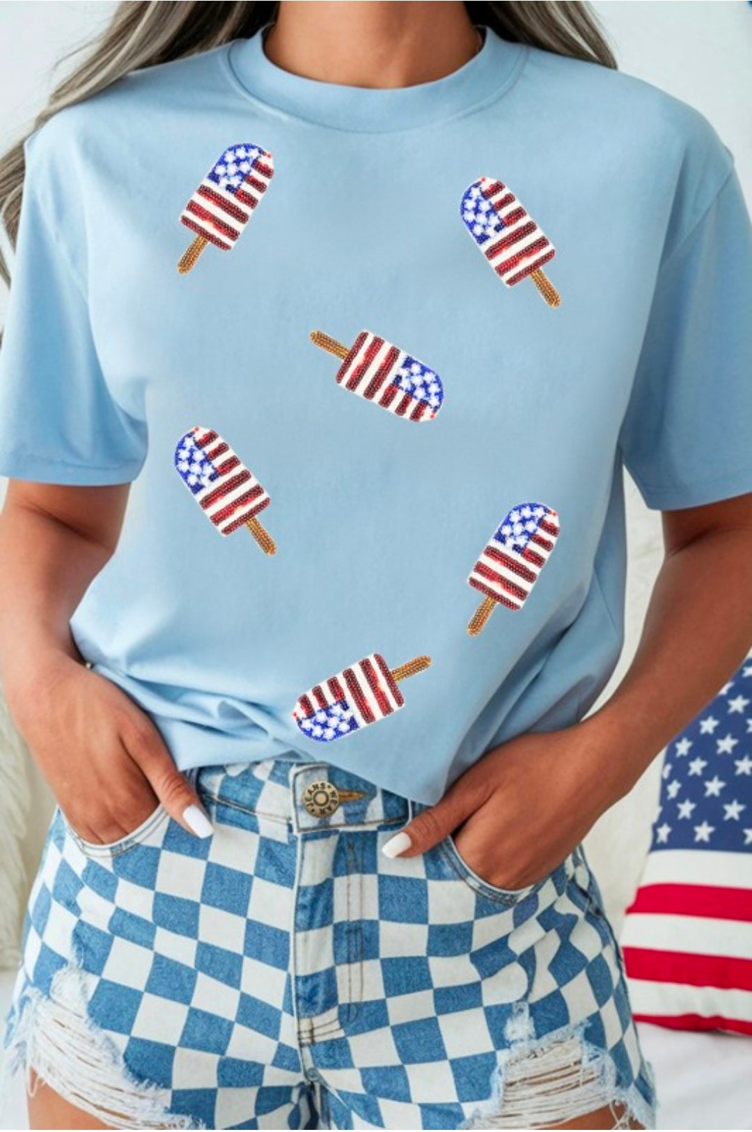 Blue patriotic popsicle tee